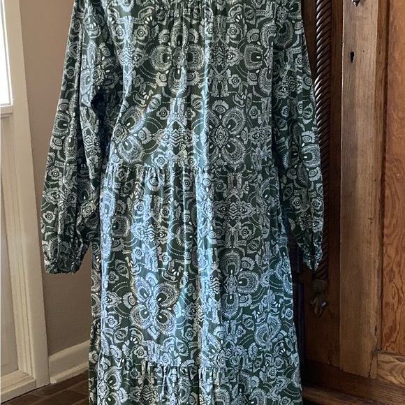 Lane Bryant Size 20 Green Medallion Print Tiered Maxi Shirt Dress - Picture 3 of 5